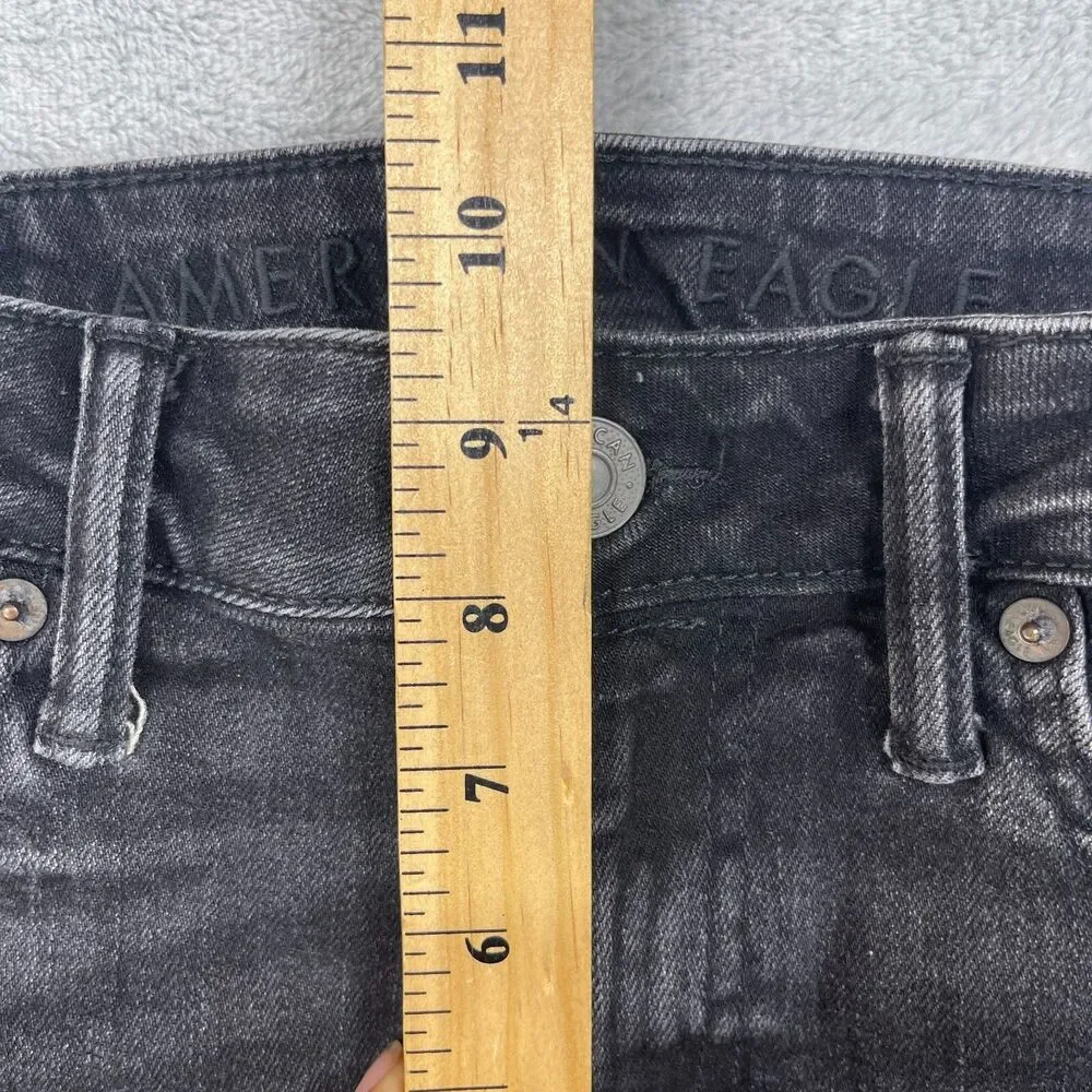 American Eagle Outfitters Mens 30x34 Black Denim Stretch Distressed Straight Leg